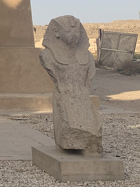 File:Statue of Thutmose III in the Open Air Museum in Karnak.jpg