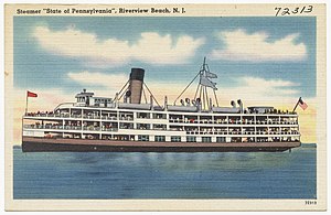 Kapal 'Negara bagian Pennsylvania', Riverview Pantai, N. J. Tichnor Card.jpg