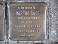 "Hier wohnte Martha Baer, geb. Sonnenberg, Jg. 1878, deportiert 1943, ermordet in Auschwitz"