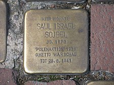 Stolperstein Saul Israel Sojbel, 1, Lister Meile 77-79, Oststadt, Hannover.jpg