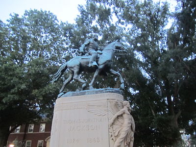 The Thomas Jonathan Jackson sculpture in downtown Charlottesville, Virginia