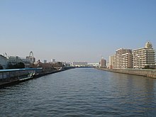 The Sumida River flowing through Adachi, Tokyo