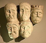 Sculptures of severed heads from the pre-Roman Celto-Ligurian settlement of Entremont, north of Aix