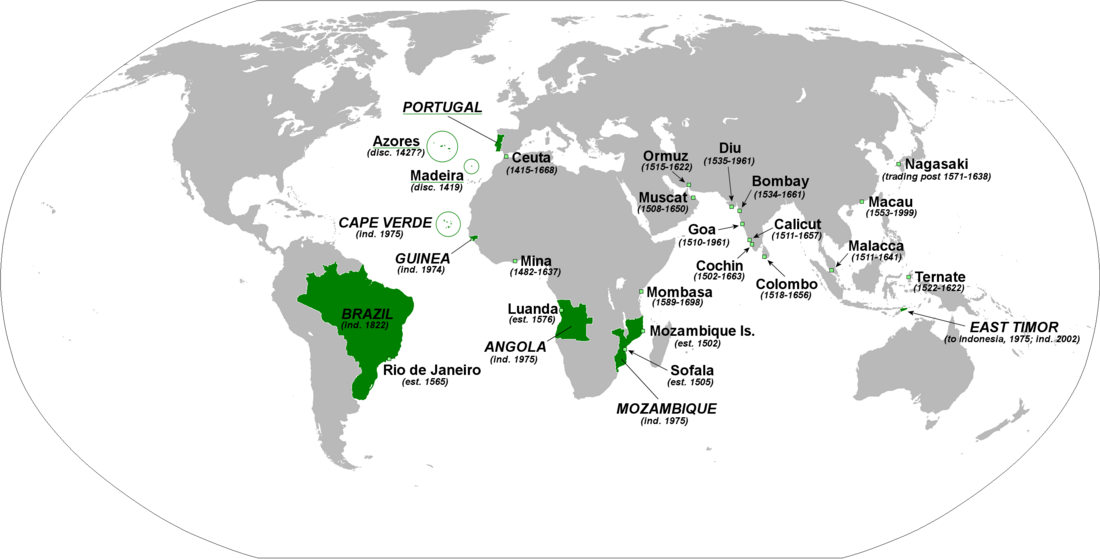 Llista de les colònies portugueses