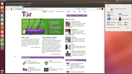 Schermata del browser di Tor