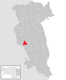 Poloha obce Tiefenbach bei Kaindorf v okrese Hartberg-Fürstenfeld (klikacia mapa)