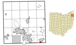 Location of Maplewood Park in Trumbull County within the state of Ohio