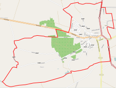 Mapa konturowa Tuliszkowa, po prawej znajduje się punkt z opisem „Cmentarz żydowski w Tuliszkowie”