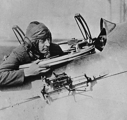 A Mk. I Drift Sight. The lever just in front of the bomb aimer's fingertips sets the altitude, the wheels near his knuckles set the wind and airspeed.