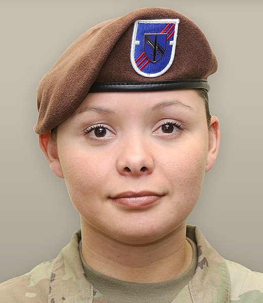 A soldier from the 1st SFAB wearing a brown beret, 2018