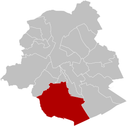 Kommunens läge i Brysselregionen.