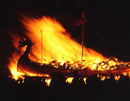 The longship ablaze at Up Helly Aa