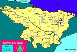 Kartta Ebrosta ja sen valuma-alueesta.
