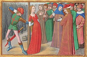 Miniature of Joan's Execution from The Vigils of King Charles VII, anonymous (c. 1484, Bibliotheque nationale de France) Vigiles du roi Charles VII 10.jpg