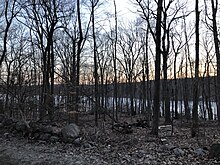 Browns Reservoir seen from Silver Spring Road in the hamlet of Vista Vista, NY March 2021.jpg