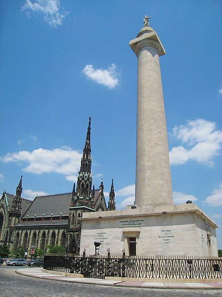 File:Washington Monument with Mount Vernon Place United Methodist Church, Baltimore, MD.jpg