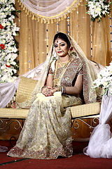 Bangladeshi Muslim bride in formal matrimonial Sari