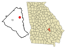 Wheeler County Georgia Incorporated and Unincorporated areas Glenwood Highlighted.svg