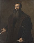 Porträtt av köpmannen och konstsamlaren Willibald Imhoff den äldre (1550–1570) är tillskriven Tizian och utställd på Statens Museum for Kunst.