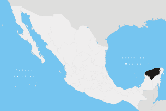युकातानचे मेक्सिको देशाच्या नकाशातील स्थान