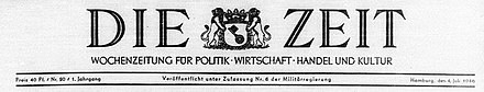 Zeit masthead since edition 19 (1946)