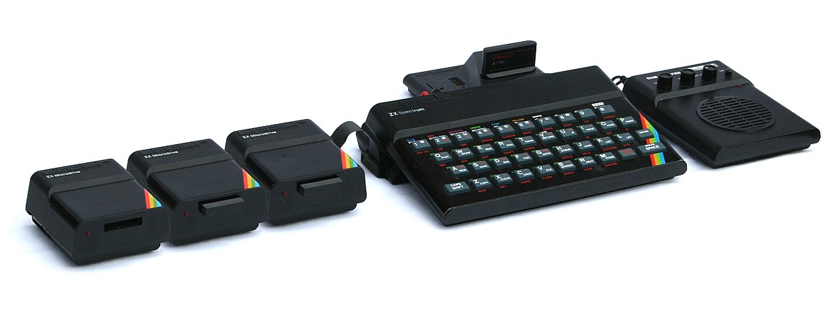 File:ZX Spectrum with three Microdrives, Interface 2 and Stonechip 