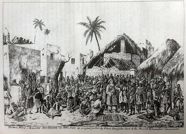 Zanzibar slave market in 1860, by Edwin Stocqueler