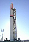 Un foguete Zenit-2 na rampla de lanzamento.