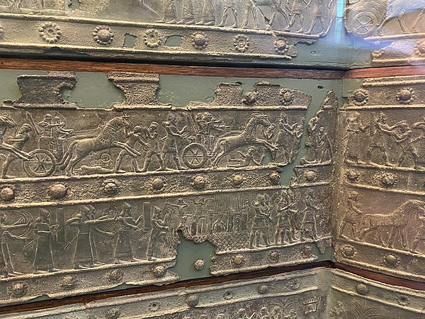 Engravings of the brass gates of Balawat, dating back to the reign of King Ashurnasirpal II, 883-859 BC, British Museum