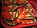 Russian butterbrot with tomatoes and sprat