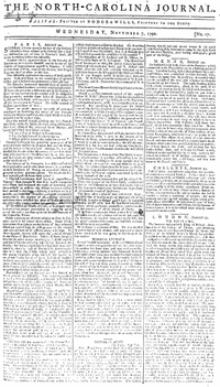 Halifax's North-Carolina Journal, 1792 1792 North Carolina Journal Nov7.png