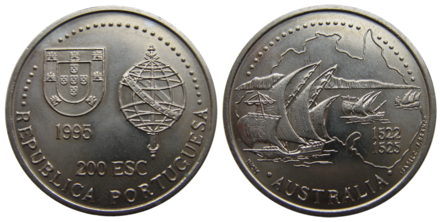 In 1995, Portugal issued a 200 escudo coin commemorating Portugal's discovery of Australia, but the map used did not include Tasmania.