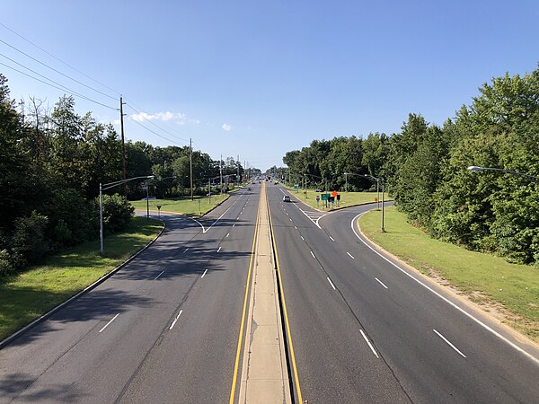 View northbound along CR 541 from I-295 in Burlington Township