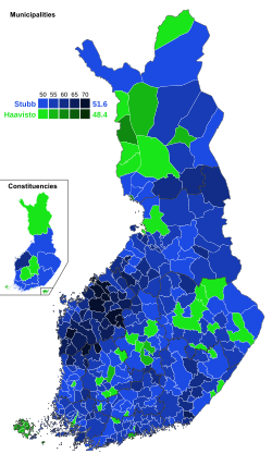 Mapa Finska s výsledky druhého kola voleb