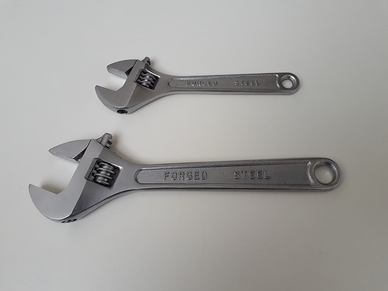 File:2 adjustable wrenches - A2.jpg