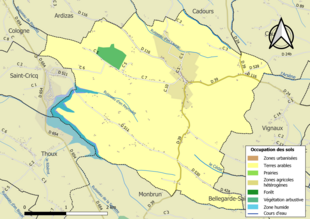 Mapa de colores que muestra el uso de la tierra.