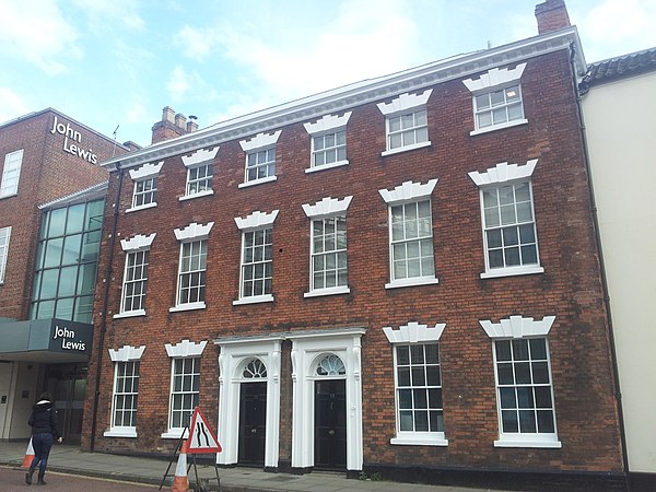 33-35 All Saints Green, Norwich, pictured in 2017. No. 35 was the BBC's base in the city until September 1956.