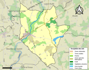 Barevná mapa znázorňující využití půdy.