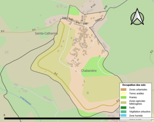 Barevná mapa znázorňující využití půdy.