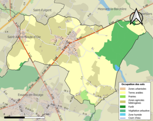 Barevná mapa znázorňující využití půdy.