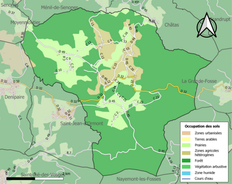 Carte en couleurs présentant l'occupation des sols.