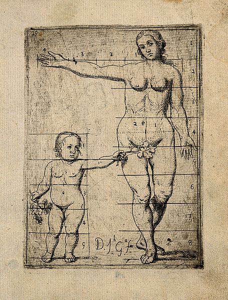 File:A nude woman and child with proportional markings, seen from Wellcome V0007792.jpg