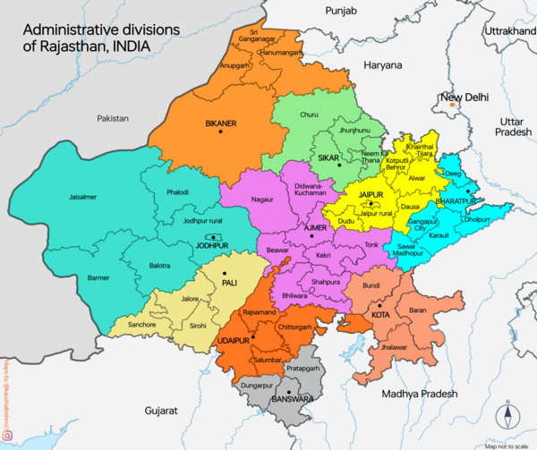 Administrative divisions of Rajasthan state Administrative divisions of Rajasthan.png