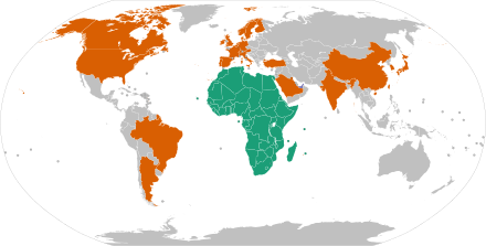 Karte der regionalen und nichtregionalen Mitgliedsländer der Afrikanischen Entwicklungsbank