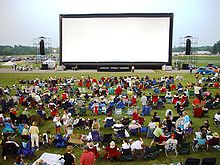 A giant inflatable movie screen used at a temporary outdoor movie theater (open air cinema) Airscreen.JPG