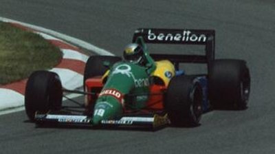 Nannini driving for Benetton at the 1988 Canadian Grand Prix.