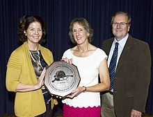 2012 John C. Lindsay Memorial Award is presented to Dr. Alice Harding. The award is presented by Deputy Director Dr. Colleen Hartman and Dr. Nicholas White. Alice K Harding receives John C Lindsay Memorial Award.jpg