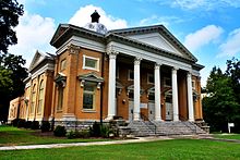 The neighboring Oxford-affiliated United Methodist Church is one of the sources of religious life on campus. Allen Memorial.JPG