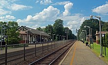 The Allendale New Jersey Transit Station is served by both Main Line and Bergen County Line trains. Allendale, NJ, train station.jpg