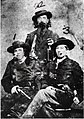 From left to right: Arch Clements, Dave Pool, and Bill Hendricks brandishing revolvers in Sherman, Texas, 1863